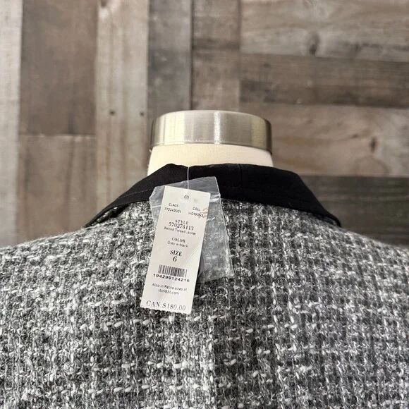 NWT! White House Black Market blazer size 6 sparkly tweed wool plaid jacket - Picture 3 of 12